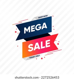 Mega Venta, Super Venta, Gran Venta Banner Square Vector. Fondo blanco para anuncios al por menor, promoción, descuento, oferta especial, banner promocional