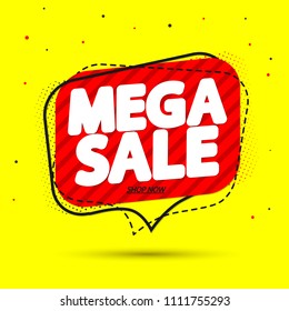 Mega Sale, tag design template, discount speech bubble banner, app icon, vector illustration 