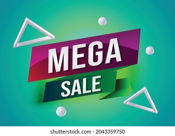 Mega sale tag. green Banner design template for marketing. Special offer promotion or retail. background banner modern graphic design for store shop, online store, website, landing page