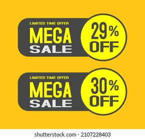mega sale tags offers 29 and 30 percent off svg
