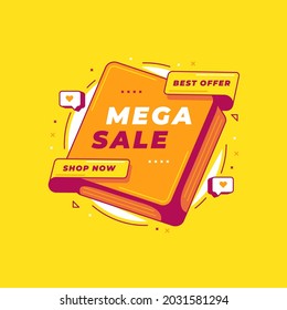 mega sale template background vector design