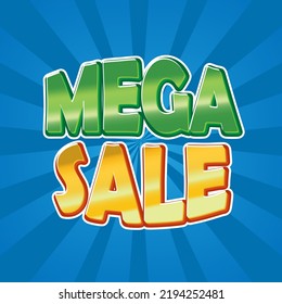 Banner de plantilla Mega Sale con fondo de zoom cómico