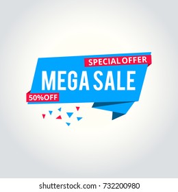 Mega sale template banner, vector illustration