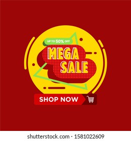 Mega sale template design, discount up to 50% off. design for advertising and promotion.
