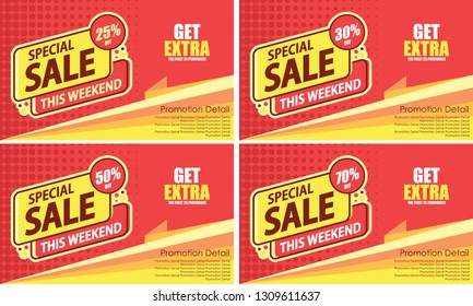 Mega Sale Template Poster Banners Discount up to 70%,  Flat Outline Design Vector Illustration.