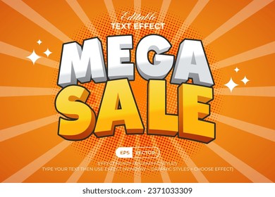 Mega Sale Text Effect 3D Curved Style. Editable Text Effect.