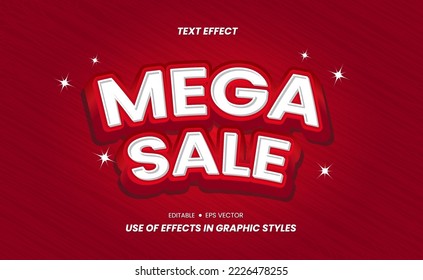 Efecto de texto Mega Sale - Diseño 3D de color y se puede usar como etiqueta de promoción comercial.