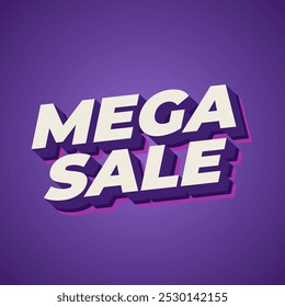 Mega sale. Text effect design in 3D look with modern colors. Square shape