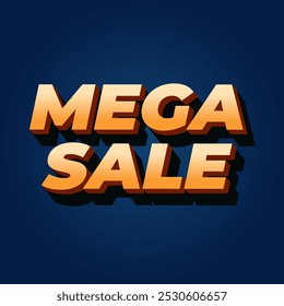 Mega venta. Diseño de efecto de texto en aspecto 3D con colores modernos. Forma cuadrada