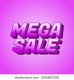 Mega venta. Diseño de efecto de texto en aspecto 3D con colores modernos. Forma cuadrada