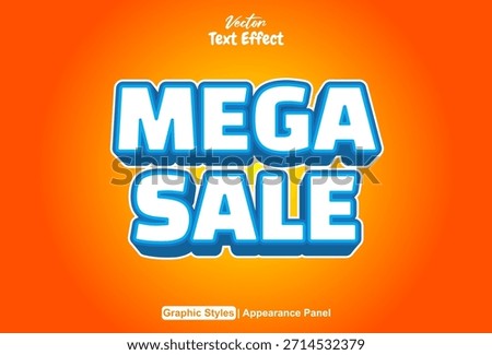 mega sale text effect with orange background and 3d style