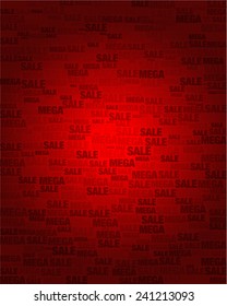 Mega Sale text on red gradient background in vector