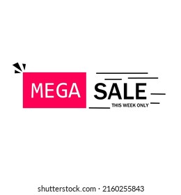Mega venta esta semana sólo diseño de banner, ilustración vectorial, plantilla de descuento.