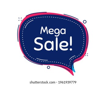 Mega Sale. Thought bubble vector banner. Special offer price sign. Advertising Discounts symbol. Dialogue or thought speech balloon shape. Mega sale chat think speech bubble. Vector