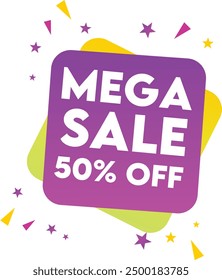 Mega sale vector badge for promotion.