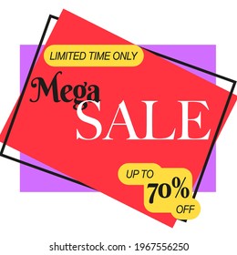 Mega sale vector banner on white background. Easy to change or adjust.