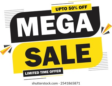Mega Sale  vector design template, Sale Banner tag, special offer discount label, Limited time Mega offer banner for marketing promotion, retail, store, shop, online store, or website