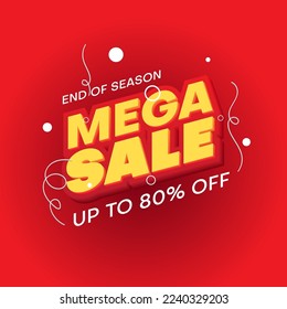 mega sale vector design with yellow and red color. suitable for banner, poster, web, social media post, etc.