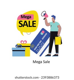 Mega Sale vector Ilustración de diseño plano. Símbolo del archivo EPS 10 de fondo blanco