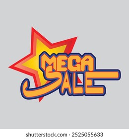 Ilustración del icono de la etiqueta engomada del Vector de la venta del mega