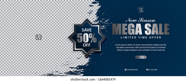 Mega Sale Web Banner, Vector Illustration.