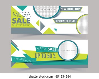 Encabezado o banner de Mega Sale con espacio para añadir tus imágenes.