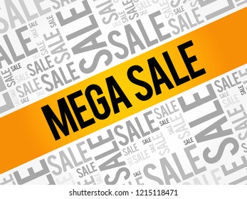 MEGA SALE word cloud collage, business concept background