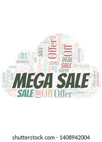 Mega Sale Word Cloud. Wordcloud Made With Text.