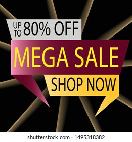 mega sale word concept vector illustration with lines and 3d style, landing page, template, ui, web, mobile app, poster, banner, flyer, background, gift card, coupon, label, wallpaper