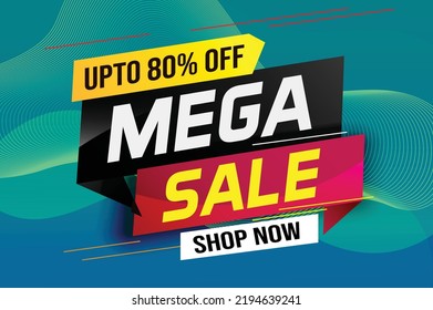 mega sale word concept vector illustration with lines and 3d style, landing page, template, ui, web, mobile app, poster, banner, flyer, background, gift card, coupon, label, wallpaper