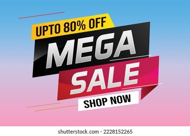 mega venta concepto de palabra ilustración vector con líneas y estilo 3d, página de inicio, plantilla, ui, web, aplicación móvil, afiche, banner, volante, fondo, tarjeta de regalo, cupón, etiqueta, papel tapiz