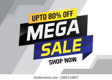 Mega venta concepto de palabra ilustración vector y estilo 3d, página de inicio, plantilla, ui, web, aplicación móvil, afiche, banner, volante, fondo, tarjeta de regalo, cupón, etiqueta, papel tapiz