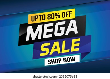 Mega-Sale-Konzept, Vektorgrafik und 3D-Stil, Landing-Page, Vorlage, i, Web, mobile App, Poster, Banner, Flyer, Hintergrund, Geschenkkarte, Coupon, Etikett, Bildschirmhintergrund