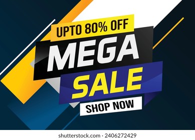 Mega venta concepto de palabra ilustración vector y estilo 3d, página de inicio, plantilla, ui, web, aplicación móvil, afiche, banner, volante, fondo, tarjeta de regalo, co