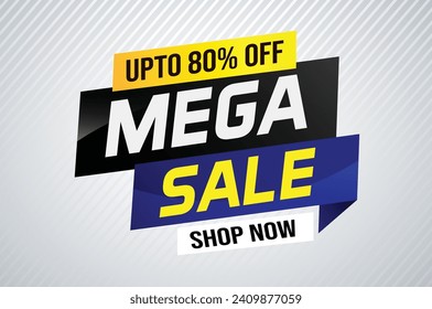 Mega-Sale-Konzept, Vektorgrafik und 3D-Stil, Landing-Page, Vorlage, i, Web, mobile App, Poster, Banner, Flyer, Hintergrund, Geschenkkarte, co