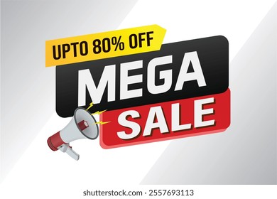 Mega sale word concept vector illustration and 3d style, landing page, template, ui, web, mobile app, poster, banner, flyer, background, gift card, coupon, label, wallpaper

