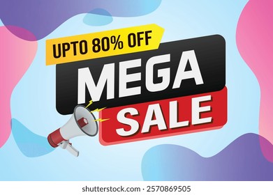 Mega sale word concept vector illustration and 3d style, landing page, template, ui, web, mobile app, poster, banner, flyer, background, gift card, coupon, label, wallpaper

