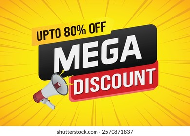 Mega sale word concept vector illustration and 3d style, landing page, template, ui, web, mobile app, poster, banner, flyer, background, gift card, coupon, label, wallpaper

