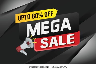 Mega sale word concept vector illustration and 3d style, landing page, template, ui, web, mobile app, poster, banner, flyer, background, gift card, coupon, label, wallpaper

