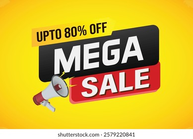 Mega sale word concept vector illustration and 3d style, landing page, template, ui, web, mobile app, poster, banner, flyer, background, gift card, coupon, label, wallpaper

