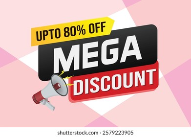 Mega sale word concept vector illustration and 3d style, landing page, template, ui, web, mobile app, poster, banner, flyer, background, gift card, coupon, label, wallpaper

