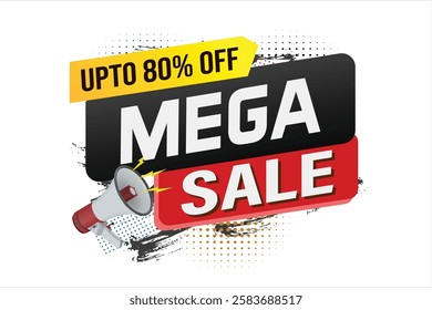 Mega sale word concept vector illustration and 3d style, landing page, template, ui, web, mobile app, poster, banner, flyer, background, gift card, coupon, label, wallpaper

