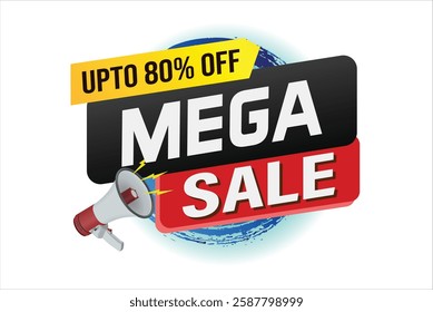 Mega sale word concept vector illustration and 3d style, landing page, template, ui, web, mobile app, poster, banner, flyer, background, gift card, coupon, label, wallpaper

