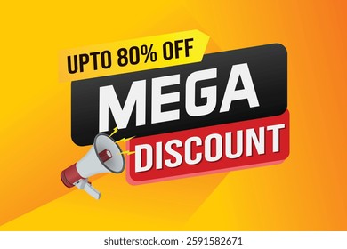 Mega sale word concept vector illustration and 3d style, landing page, template, ui, web, mobile app, poster, banner, flyer, background, gift card, coupon, label, wallpaper

