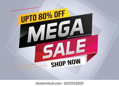 mega sale word concept vector illustration with lines and 3d style, landing page, template, ui, web, mobile app, poster, banner, flyer, background, gift card, coupon, label, wallpaper

