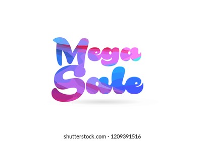 mega sale word with pink blue color suitable for card icon or typography logo design
