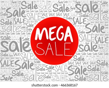 MEGA SALE words cloud, business concept background