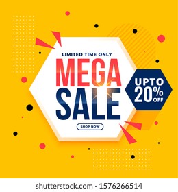 mega sale yellow hexagonal geometric banner design