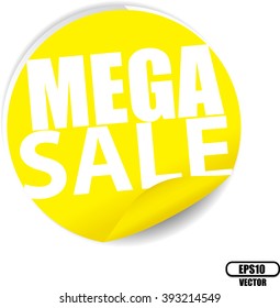 Mega sale yellow Label, Sign, stickers and symbol -Vector Illustration