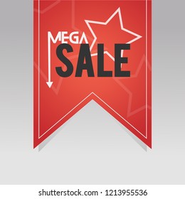 MEGA SALES BANNER VECTOR RED FLAG